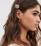Designb London Pink Glitter Resin Shell Hair Claws