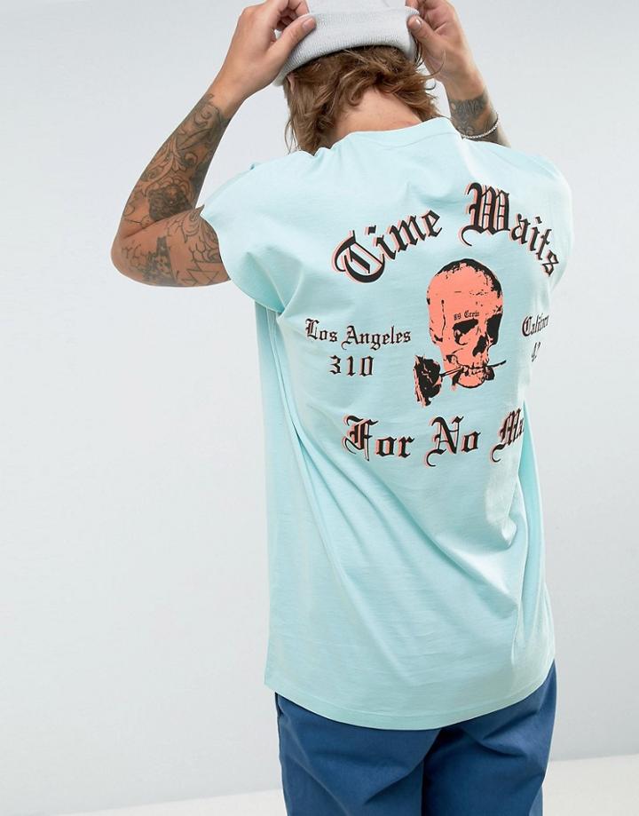 Asos Oversized Sleeveless T-shirt With Skull Print - Blue