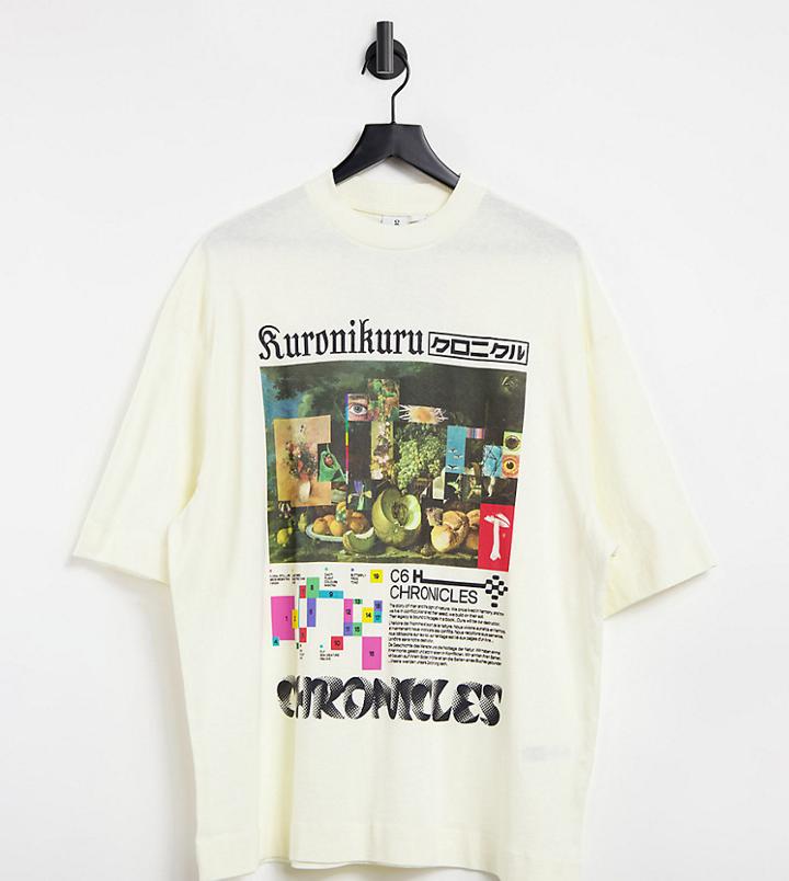 Collusion Graphic Print T-shirt In Cream-white