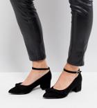 New Look Wide Fit Frill 2-part Block Heel Court - Black