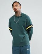 Asos Oversized V Neck Sweatshirt With Cut & Sew Rib - Green