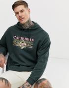 Asos Design Hoodie With Caribbean Island Print-green
