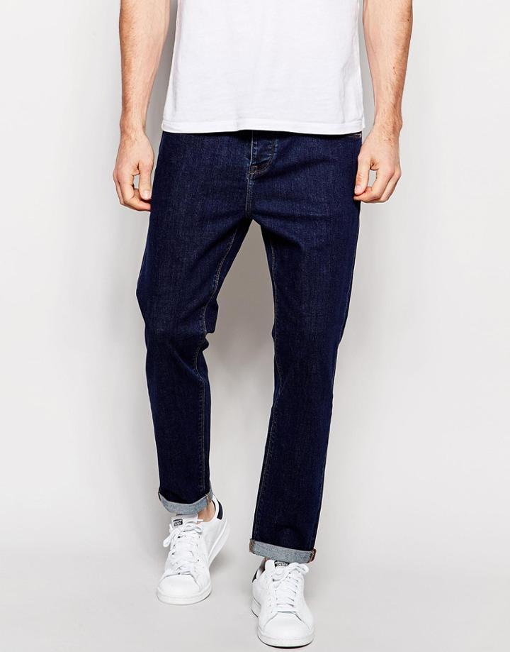 Asos Stretch Tapered Jeans In Indigo - Indigo