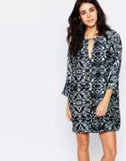 Vila 3/4 Sleeve Tunic Dress In Animal Print