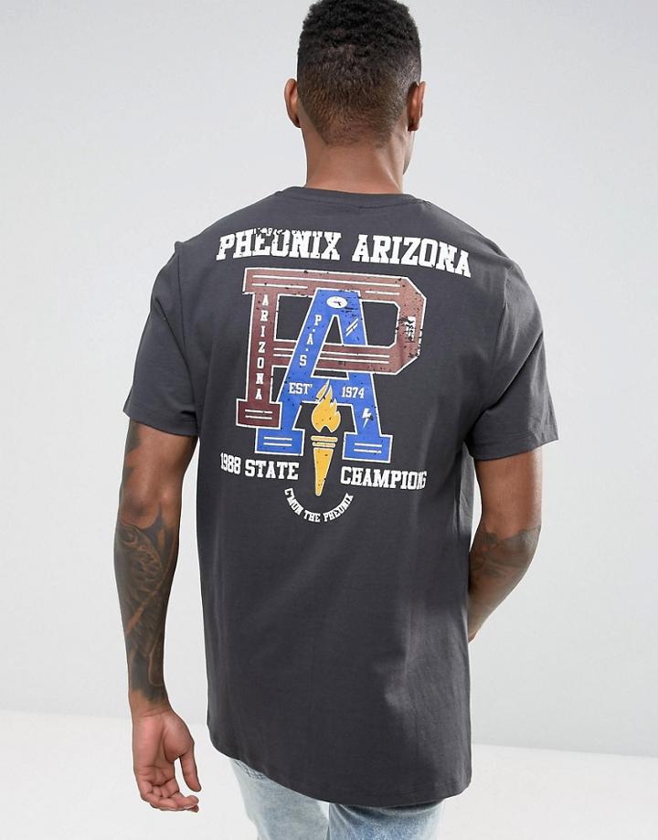 Asos Longline Heavyweight T-shirt With Phoenix Print - Black