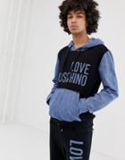 Love Moschino Denim Sleeve Hoodie - Black