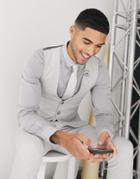 Asos Design Wedding Skinny Suit Suit Vest In Brushed Twill In Ice Gray-grey