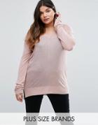 Elvi Plus V-neck Sweater - Pink