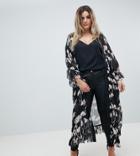 Religion Plus Kimono In Woodland Floral - Black