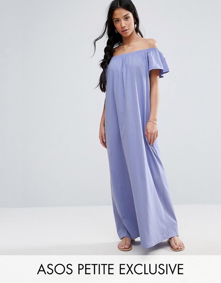 Asos Petite Off Shoulder Maxi Dress - Purple