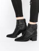Asos Reckon Leather Ankle Boots - Black Leather