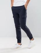 Asos Skinny Woven Cargo Pant In Navy - Navy