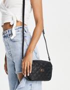 Truffle Collection Quilted Shoulder Bag In Black