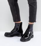 Asos Design Wide Fit Global Lace Up Rain Boots - Black