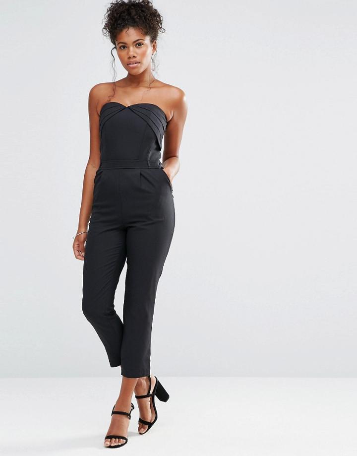 Liquorish Tailored Bandeau Jumpsuit - Black