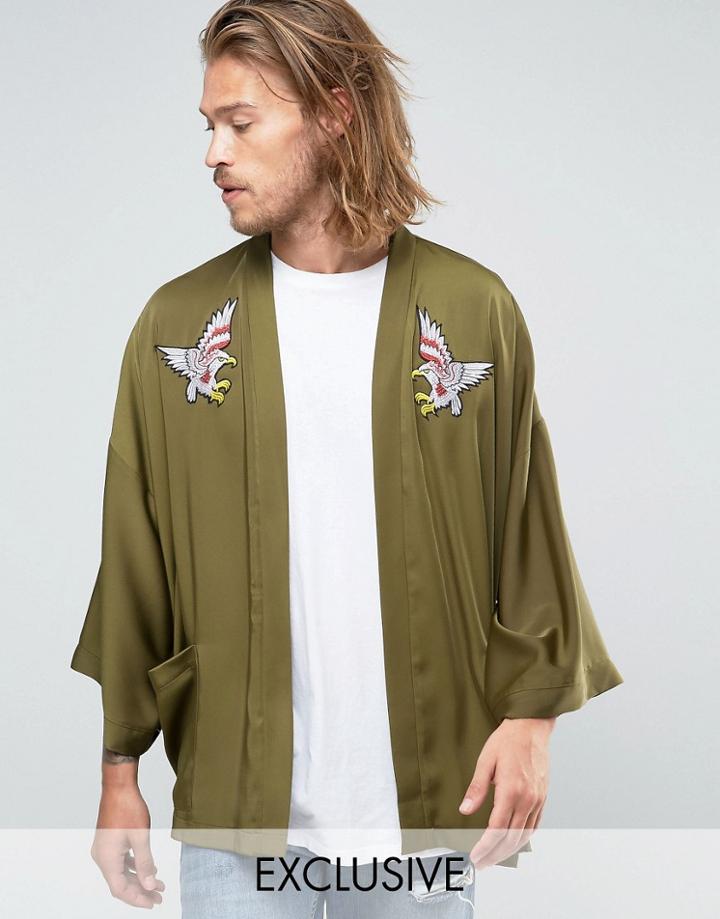 Reclaimed Vintage Souvenir Kimono - Green