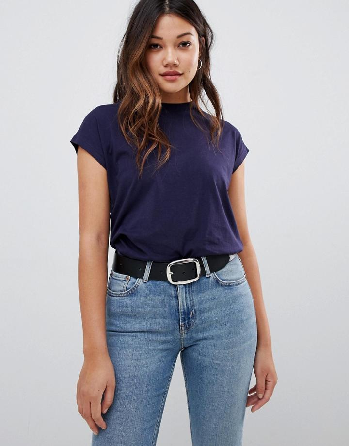 Brave Soul Capped T-shirt In Navy - Navy