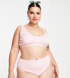 Peek & Beau Curve Exclusive High Waist Bikini Bottom In Pink Scrunch
