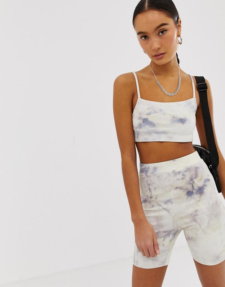 Emory Park Ribbed Cami Crop Top In Marble Two-piece