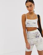 Emory Park Ribbed Cami Crop Top In Marble Two-piece