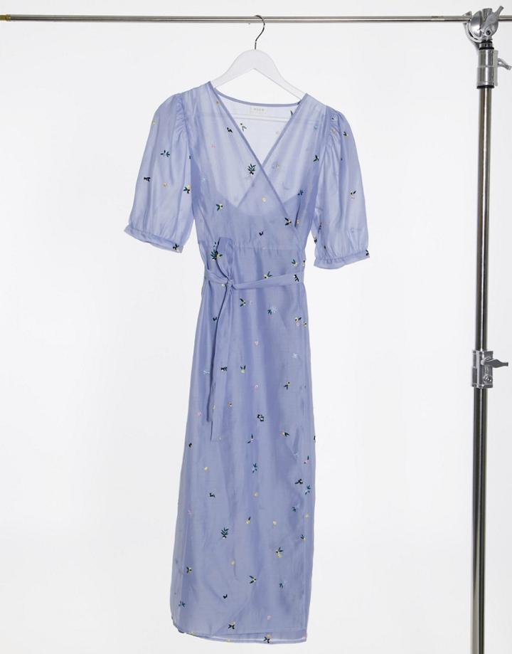 Vila Wrap Midi Dress In Floral-multi