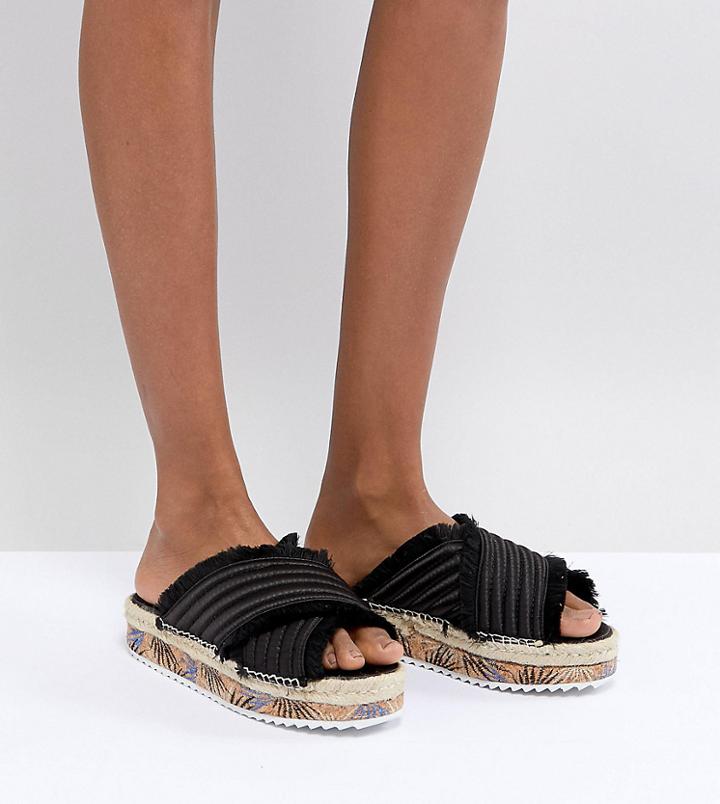 Sixtyseven Adiva Black Satin Flatform Sandals - Black