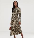 Asos Design Tall Tie Waist Maxi Dress In Animal Print-multi