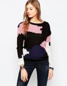 Blend She Color Block Sweater - Black