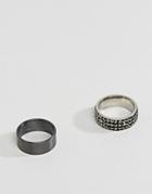 Designb Band Rings In Gunmetal & Silver Exclusive To Asos - Silver