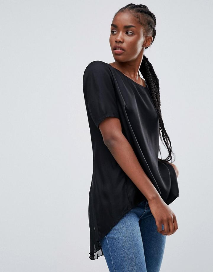 Bellfield Piti Sunray Pleated Back Top - Black