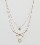 Asos Curve Disc And Knot Bar Multirow Necklace - Gold