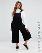 New Look Plus Twill Pinny Jumpsuit - Black