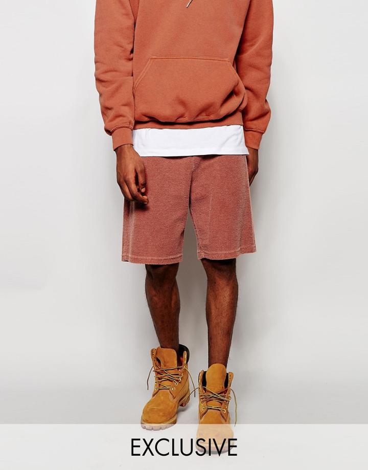 Reclaimed Vintage Shorts In Overdye - Rust