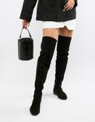 Asos Design Kerria Suede Over The Knee Boots - Black