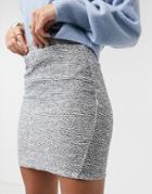 Asos Design Mini Skirt In Boucle Sand And Black-multi
