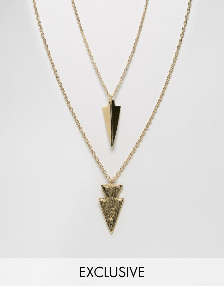 Designb Arrow Necklaces In 2 Pack - Gold