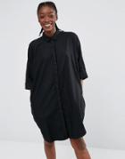 Monki Oversized Denim Shirt Dress - Black