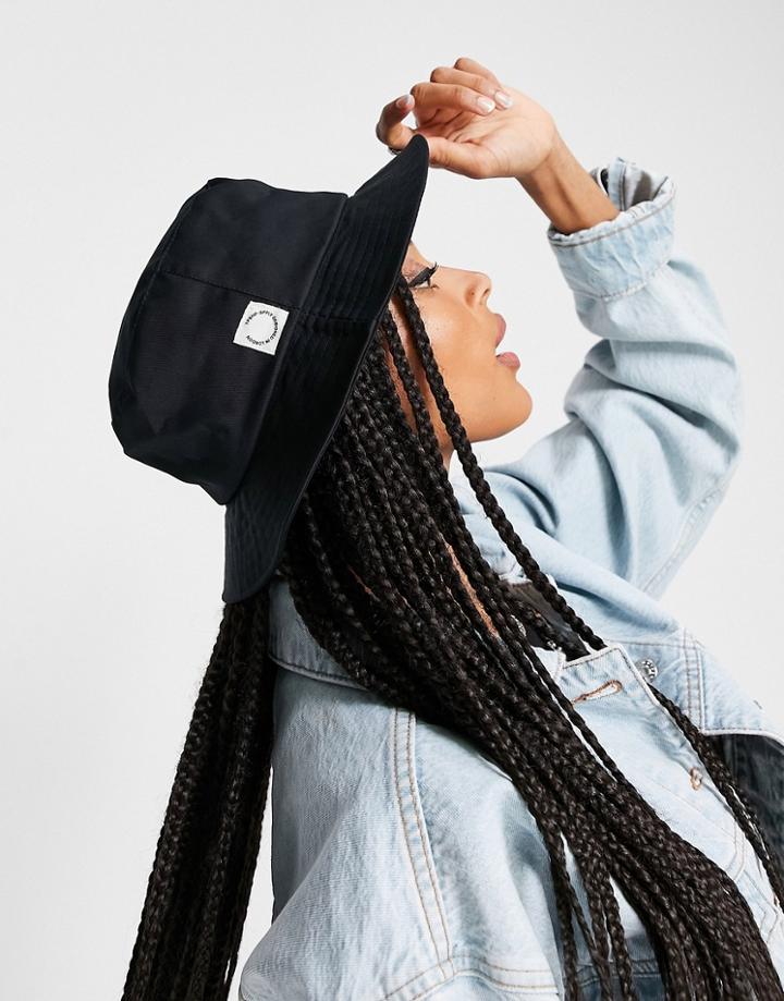 Topshop Cotton Tab Bucket Hat-black