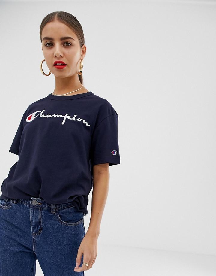 Champion Relaxed T-shirt With Front Logo - Navy