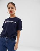 Champion Relaxed T-shirt With Front Logo - Navy