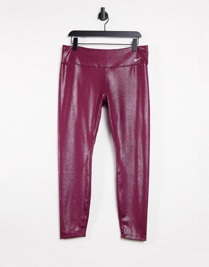 Nike Training Sparkle One Tight 7/8 Leggings In Red