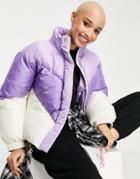 Asos Design Resort Puffer Jacket In Purple-multi