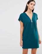 Ax Paris Oversized Dress With Zip Front - Teal
