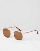 Asos Retro Sunglasses With Geo-tribal Detail In Rose Gold - Rose Gold