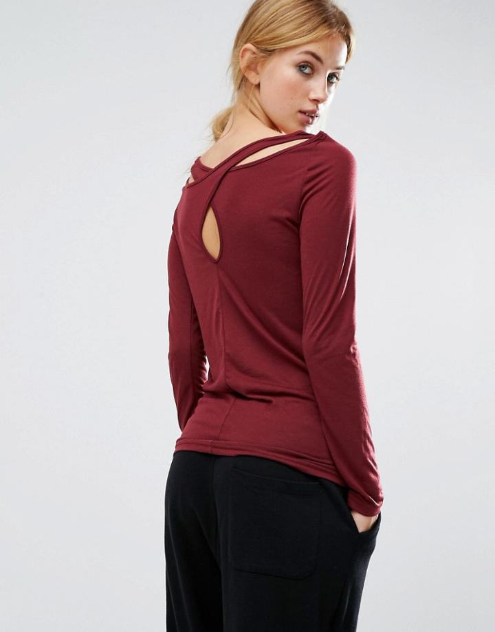 Noisy May Kicks Back Cross Back Basic Tee - Red
