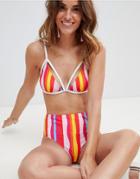 Vero Moda Block Stripe High Waist Bikini Bottom - Multi