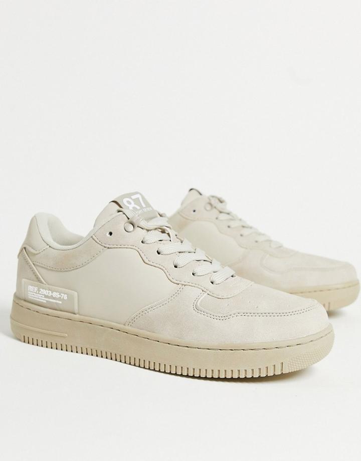 River Island Low Top Sneaker In Stone-neutral