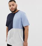 Duke King Size T-shirt With Cut And Sew Panels In Blue - Blue