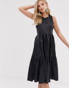 Y.a.s Satin Tiered Midi Smock Dress With Low Back-yellow