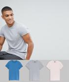 Asos Design Muscle Fit T-shirt With Roll Sleeve 3 Pack Save - Multi